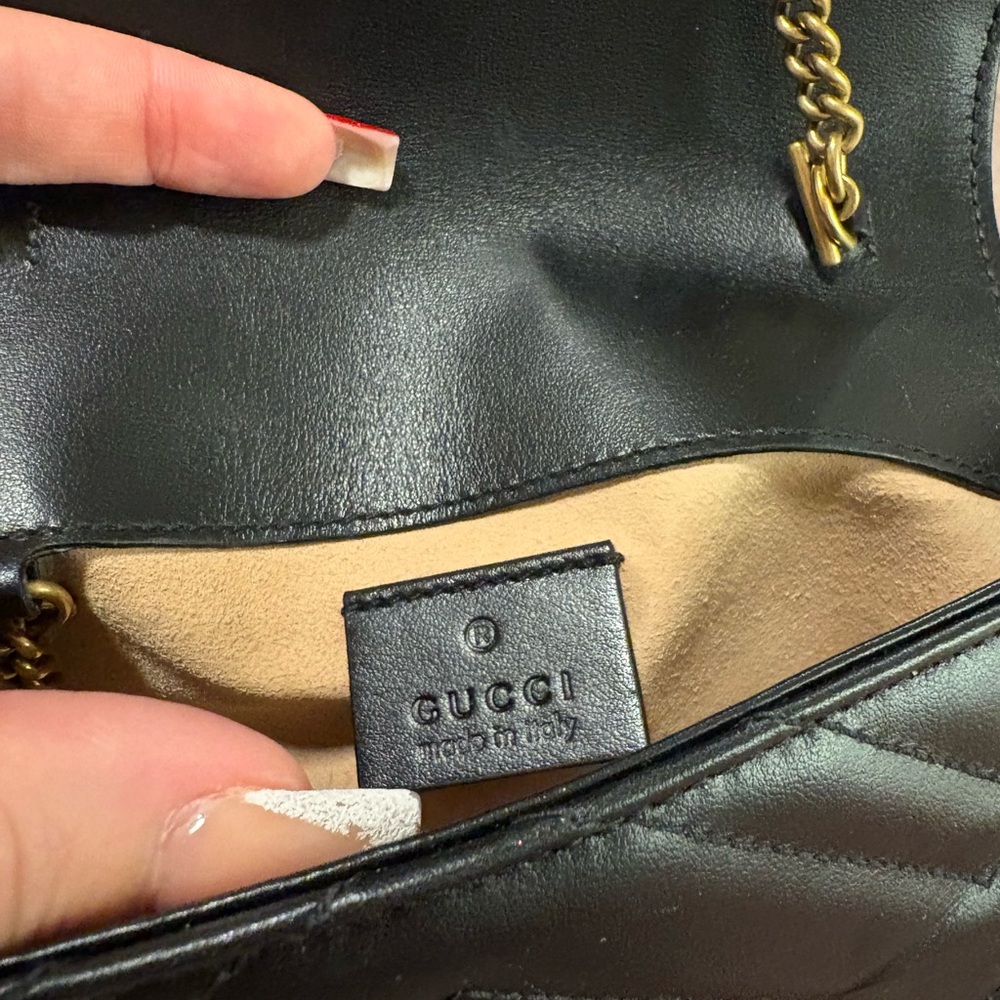 Gucci Black Leather Mini Bag with Gold Chain - Picture 3 of 6
